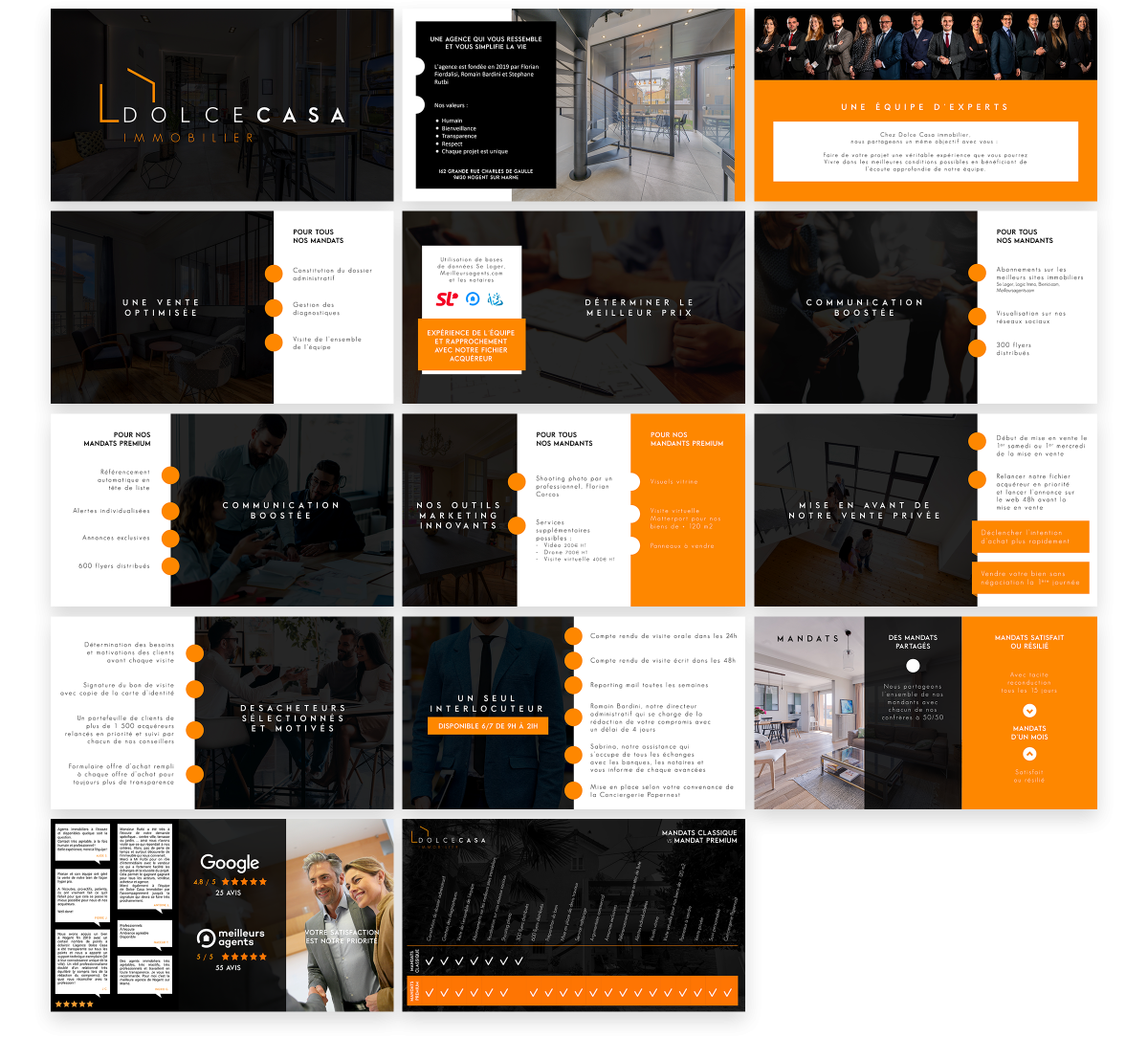 Ensemble slides PowerPoint immobilier template complet agence design Paris graphiste freelance Ile-de-France France