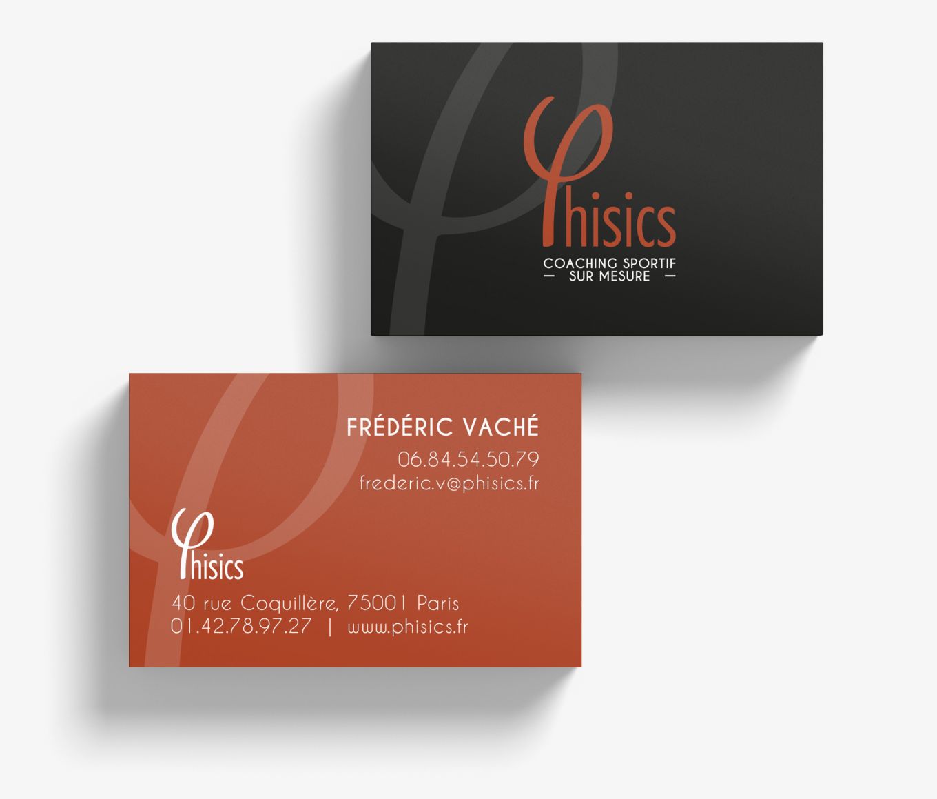 Carte de visite coaching sportif haut de gamme Paris design graphique salle de sport Île-de-France France identité visuelle