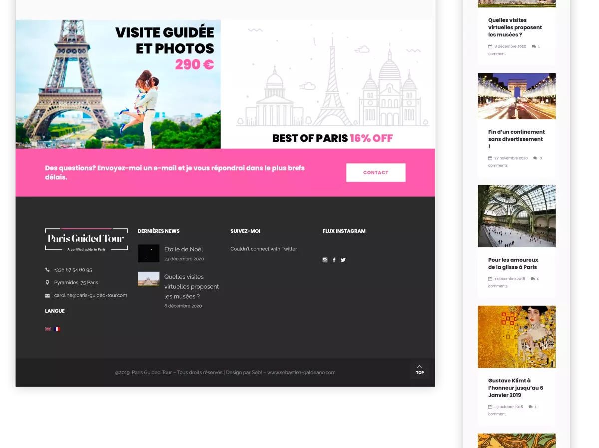 Création pages web SEO tourisme Paris guide visite UX UI design graphiste Paris Ile-de-France France
