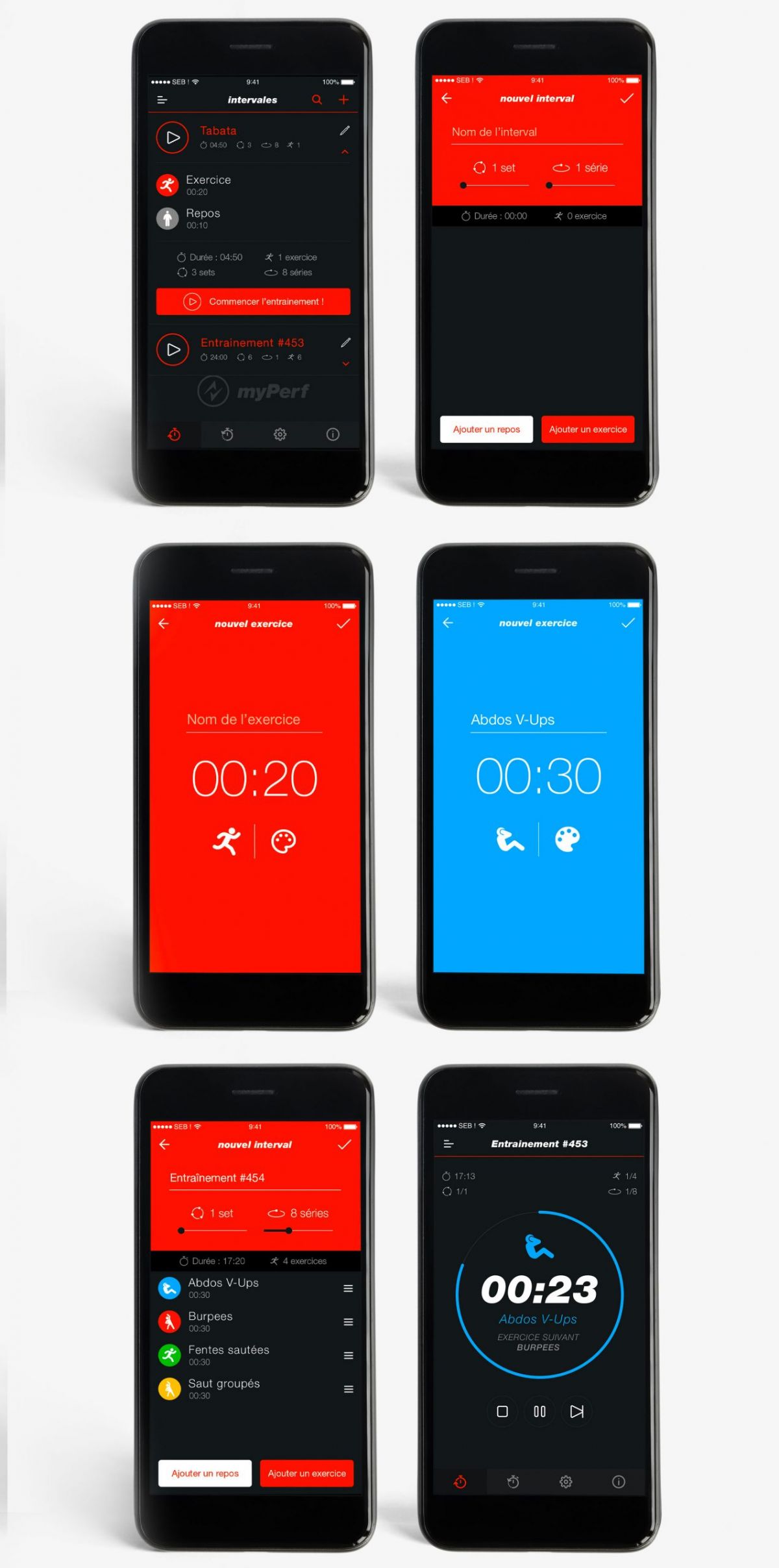Création entraînement intervalles application sport UX UI design mobile Paris Île-de-France France