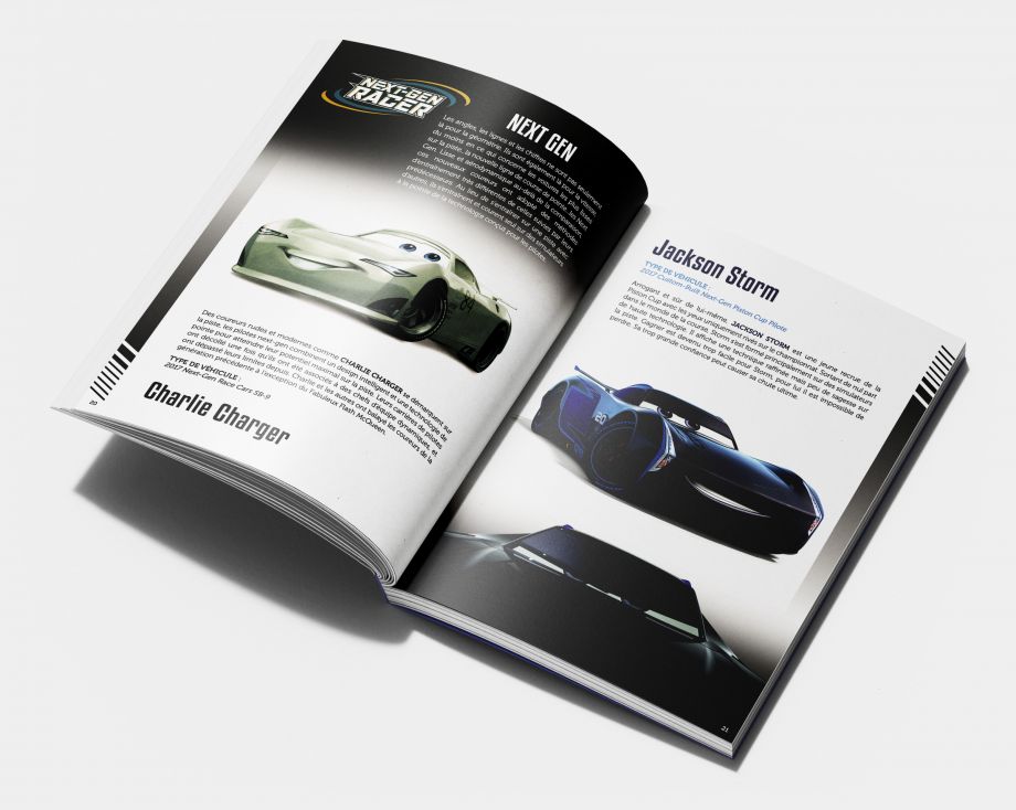 Mise en page livre Cars Jackson Storm design graphique éditorial variation pages Paris Île-de-France France
