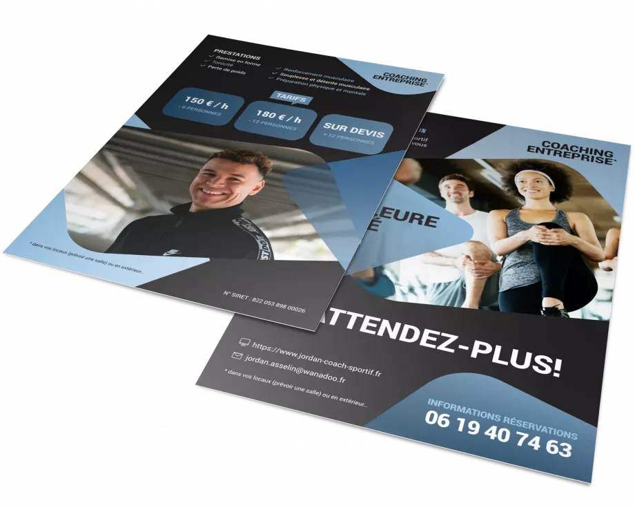 Flyer verso coach sportif tarifs prestations mise en page professionnelle Paris Ile-de-France France
