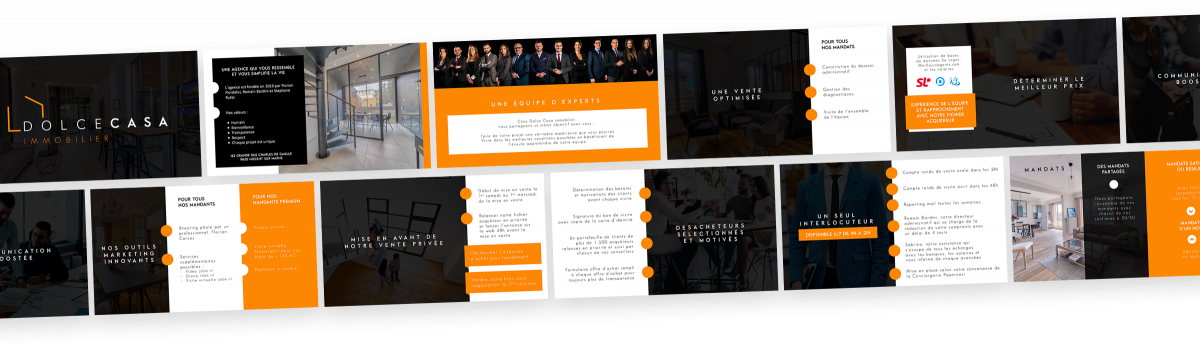 Template PowerPoint immobilier trame commerciale complète design présentation Paris graphiste freelance Ile-de-France France