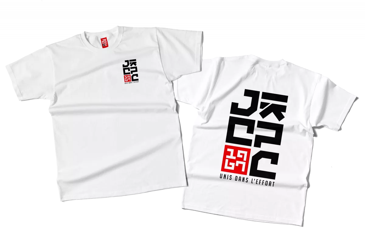 T-shirt officiel du Judo Club Pontault-Combault conçu par un graphiste en Seine-et-Marne spécialisé dans les identités visuelles sportives