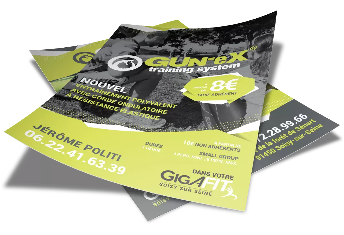 Design flyer sportif identité visuelle coach fitness communication print Paris graphiste freelance Ile-de-France France