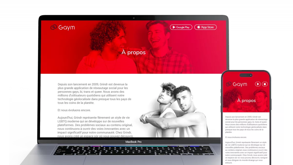 Création d’une page institutionnelle responsive pour application mobile réalisée par un graphiste et webdesigner freelance à Paris en Île-de-France spécialisé en création de sites internet professionnels