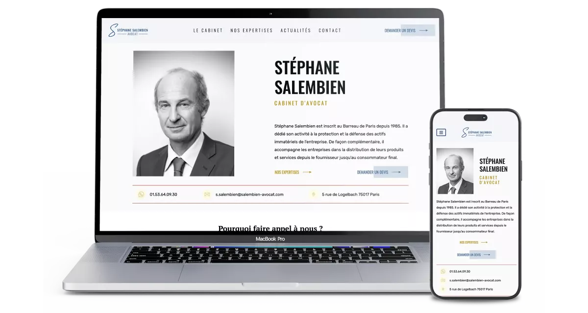 Logo avocat intégré site web design UX UI cabinet avocat Paris graphiste freelance Ile-de-France France