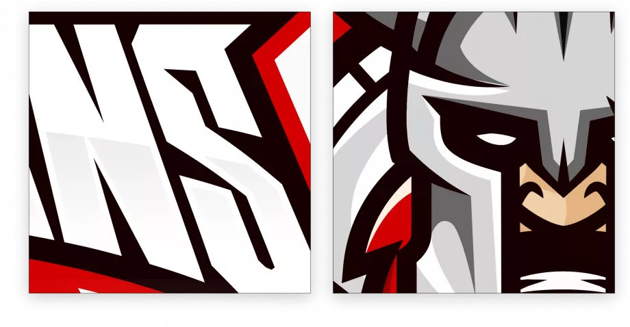 Détail logo illustré sportif Viksans design vectoriel précision graphiste freelance Paris création logo France