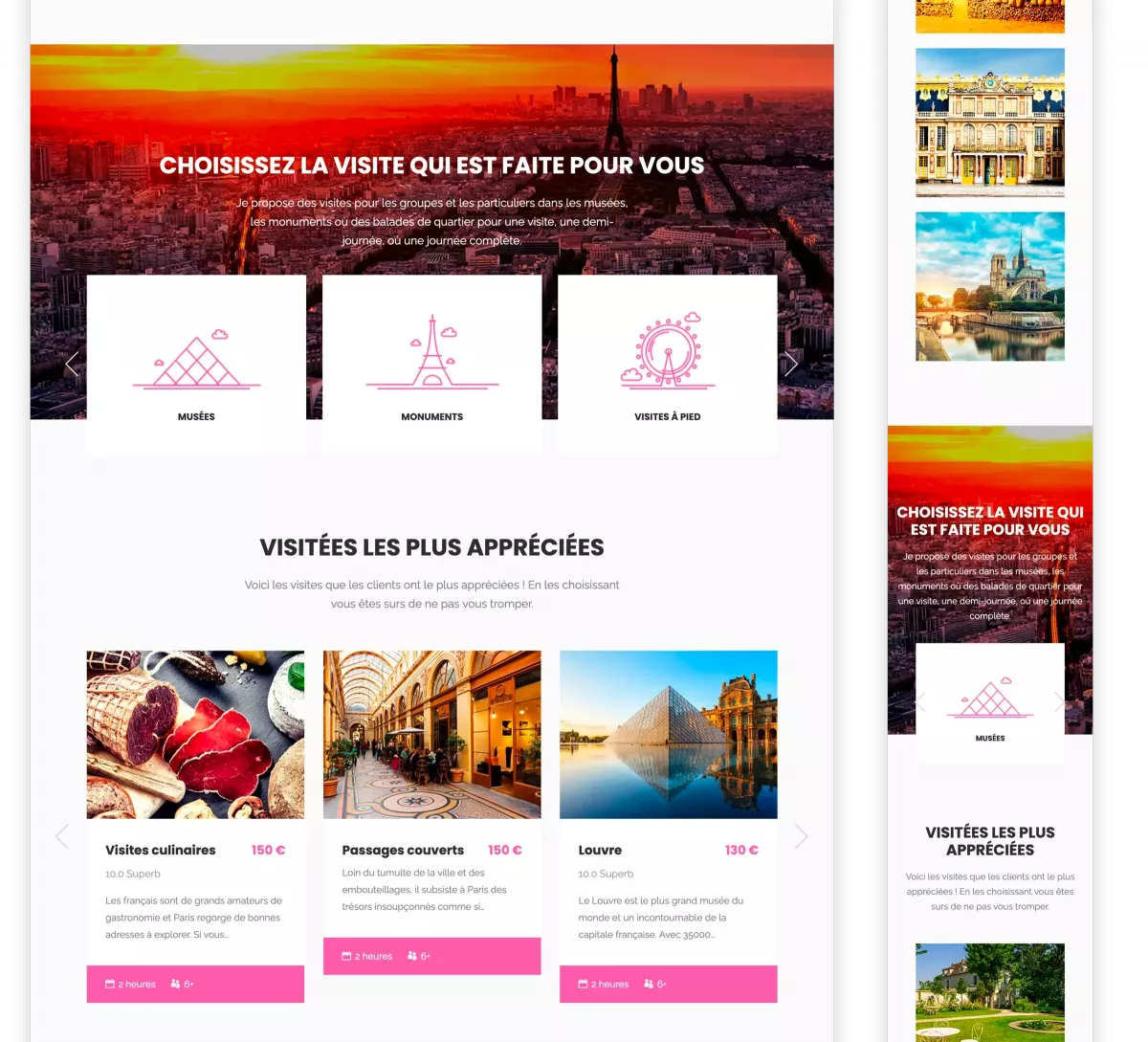 Création pages web SEO tourisme Paris guide visite UX UI design graphiste Paris Ile-de-France France
