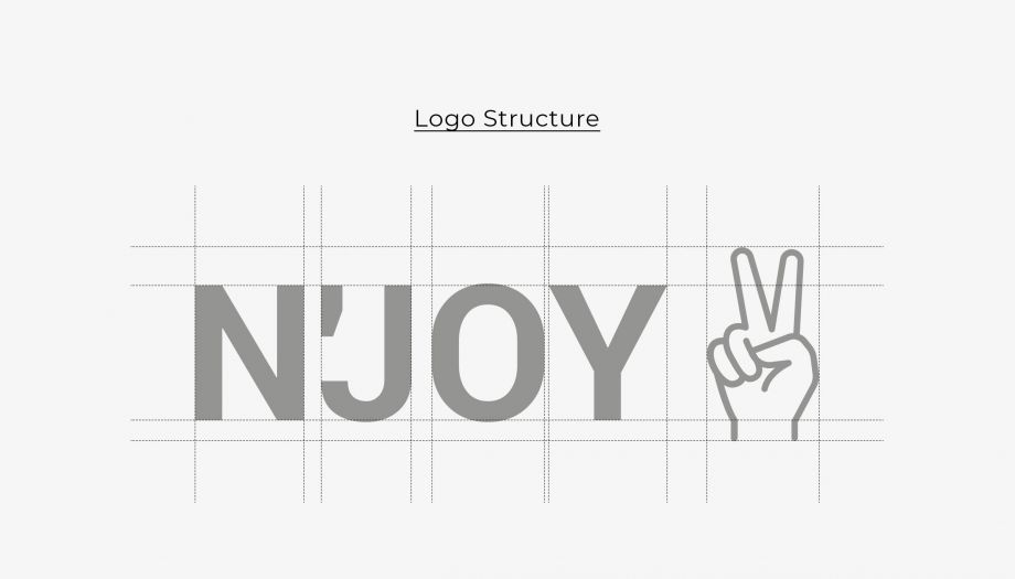 Construction logo grille design logo Njoy identité visuelle graphiste Paris Île-de-France France