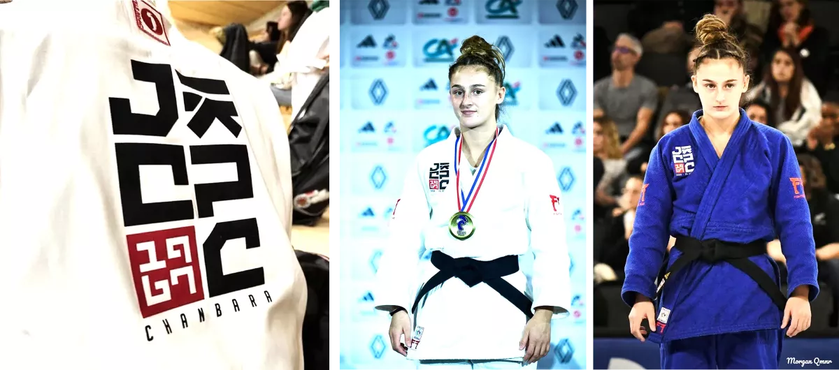 Judokas portant le nouveau logo du Judo Club Pontault-Combault conçu par un graphiste professionnel en Seine-et-Marne près de Paris