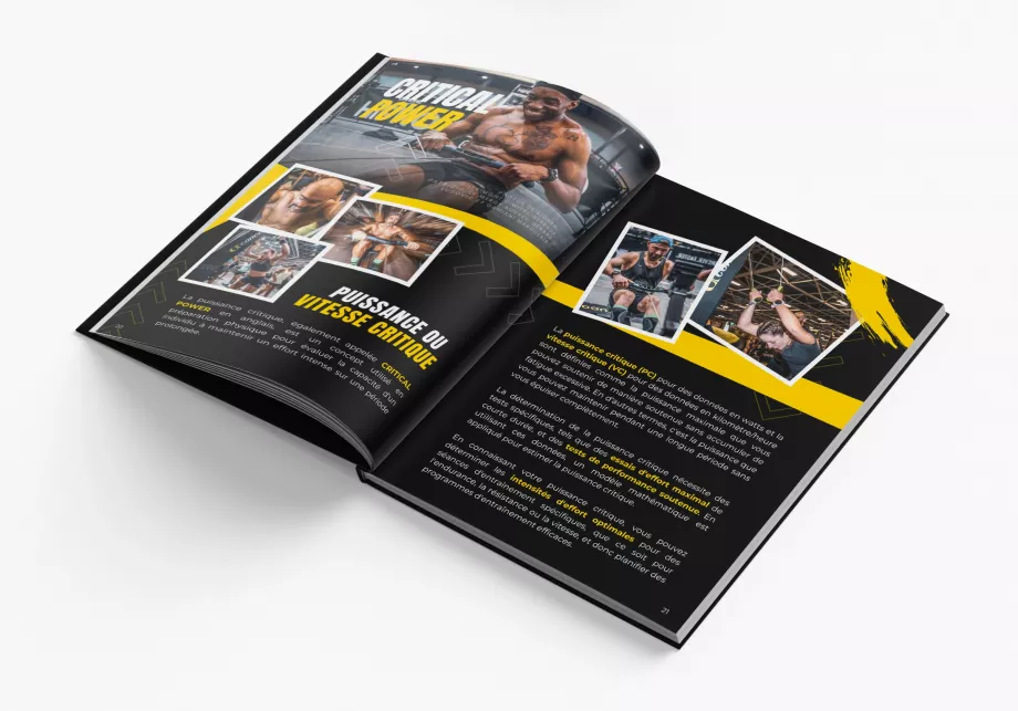 Création graphique de livre sportif avec photos et mise en page professionnelle réalisée en région parisienne pour le secteur du sport et du coaching