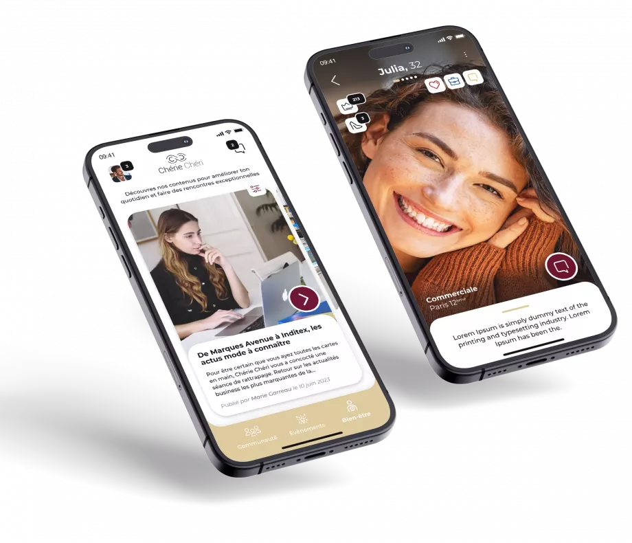 Conception UX UI d’application de rencontre mobile avec profils utilisateurs réalisée par un designer freelance à Paris et en Île-de-France
