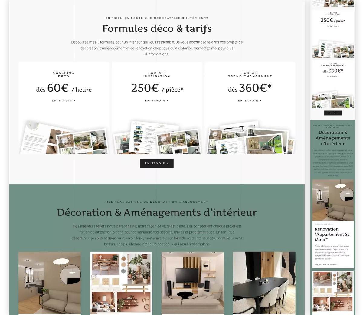 Vue complète du site internet responsive Maison Bonheur créée par un webdesigner freelance à Paris spécialisé en UX UI et SEO