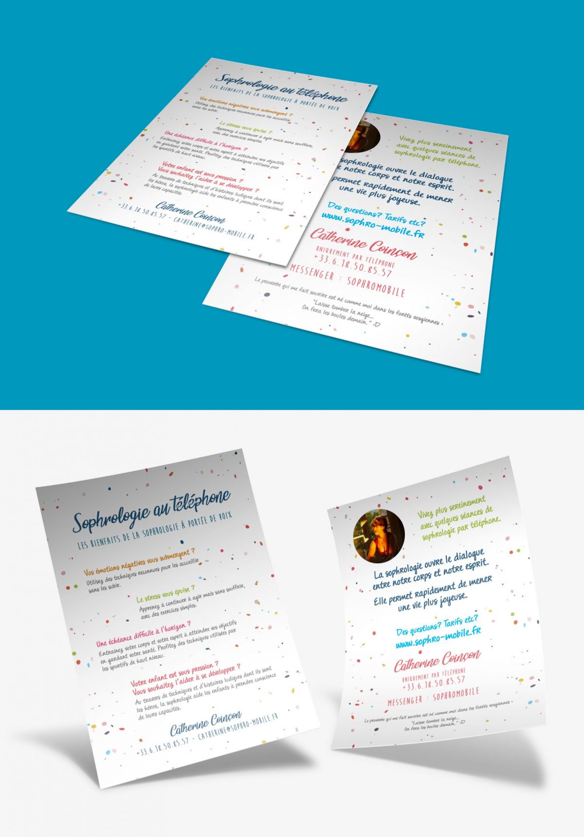 Plaquette sophrologie design graphique mise en page claire support communication sophrologue création graphique Paris Île-de-France France