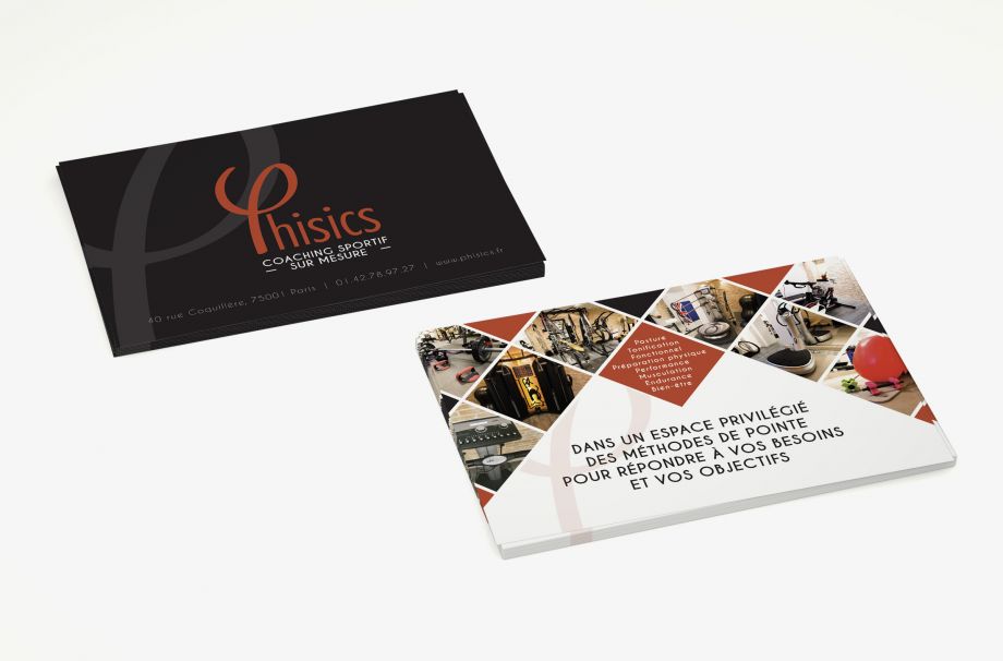 Carte correspondance salle de sport luxe Paris design graphique coaching privé Île-de-France France communication visuelle