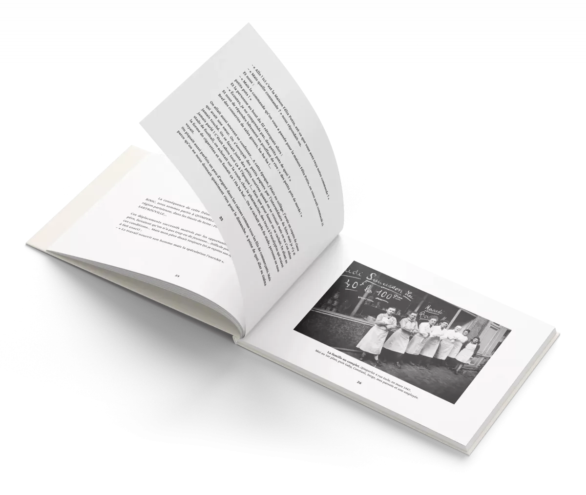 Livre souvenir familial imprimé avec mise en page professionnelle réalisée en France par un graphiste spécialisé en livres biographiques et mémoires personnelles