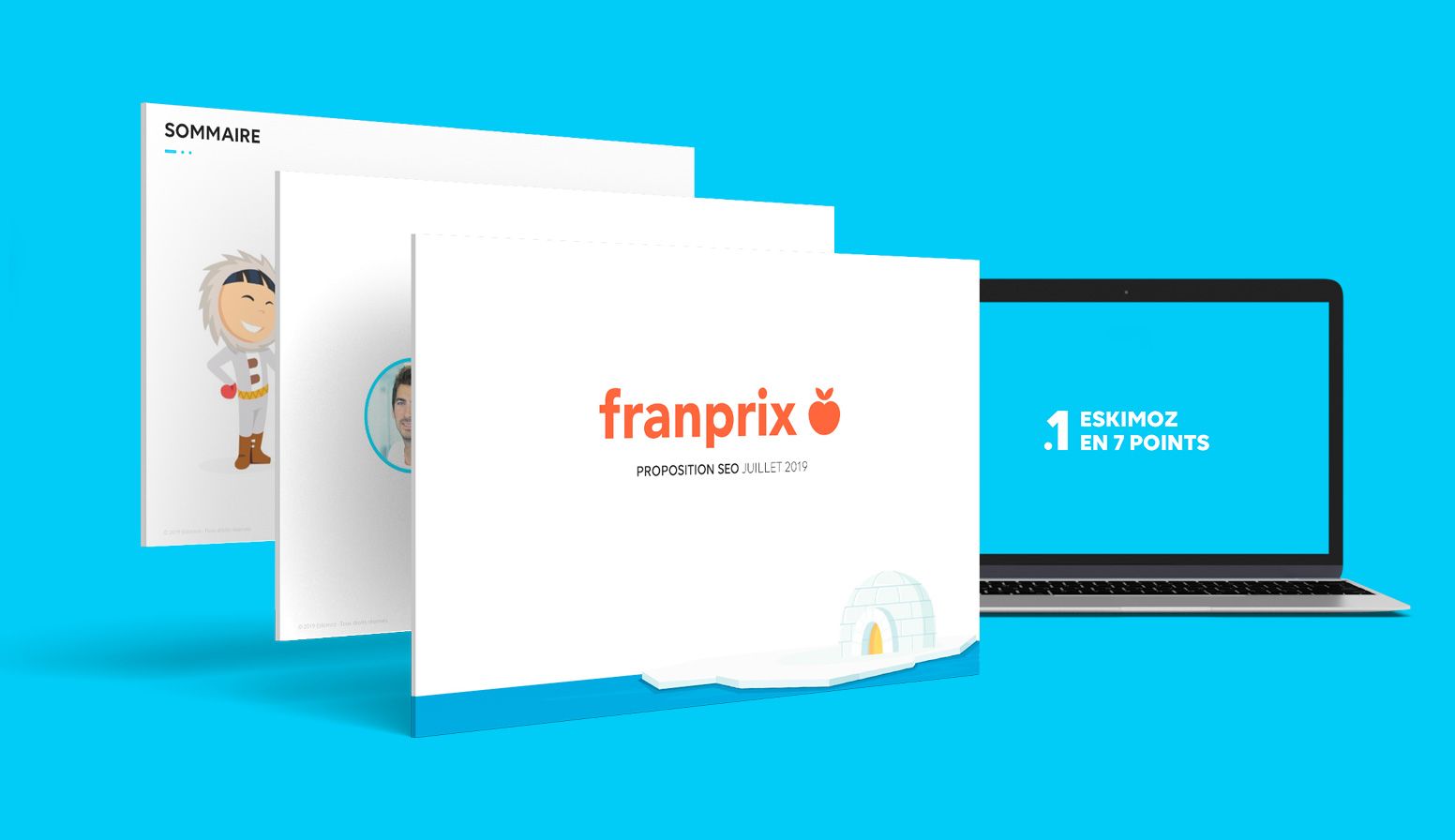 Template PowerPoint Eskimoz vue globale slides design SEO graphiste freelance Paris Ile-de-France France