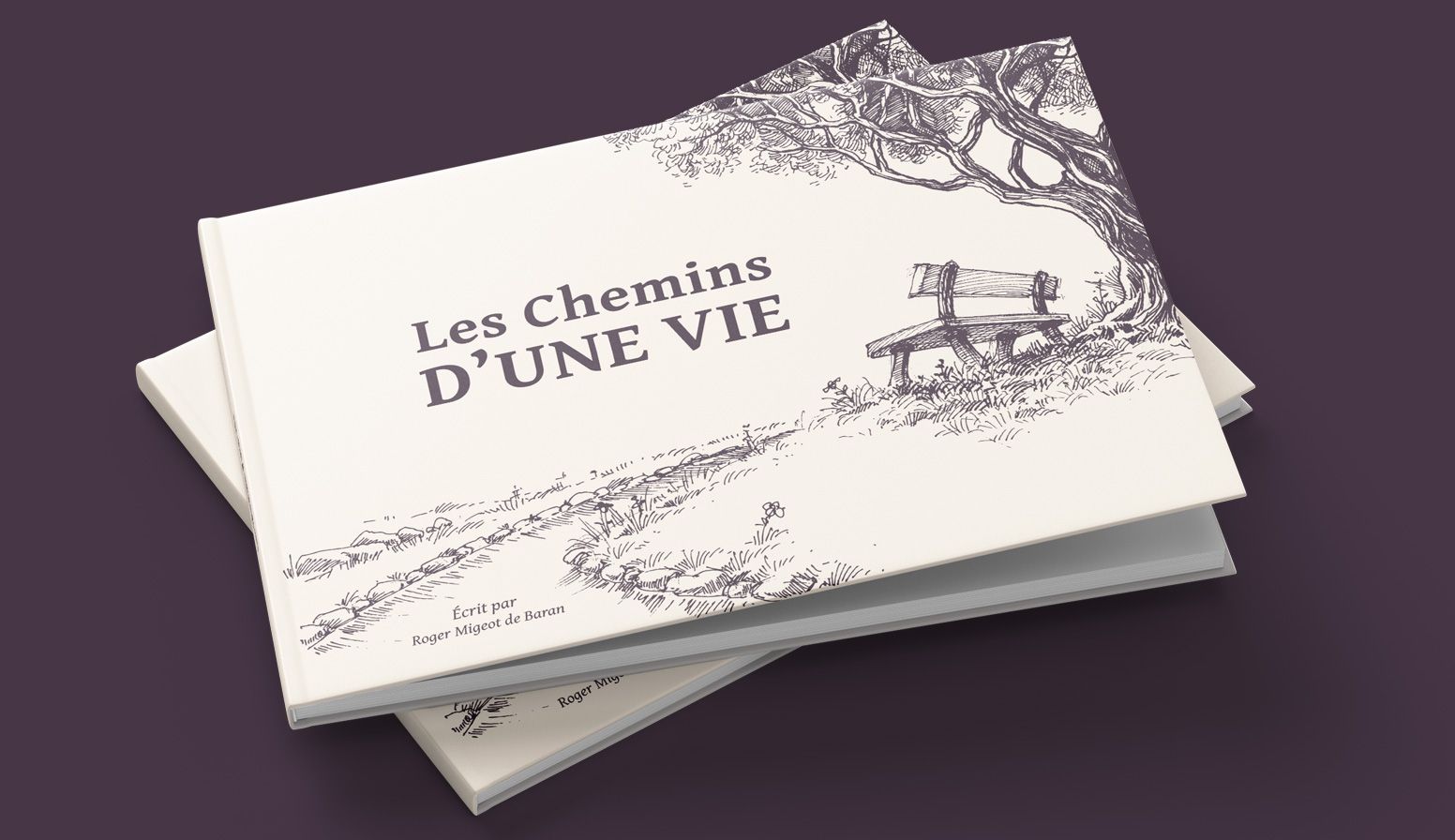 Couverture de livre biographique familial créée par un graphiste éditorial à Paris en Île-de-France pour la conception et la mise en page d’ouvrages personnalisés