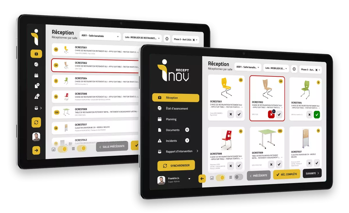 Tableau de bord UX UI pour application logistique développé par un designer freelance à Paris spécialisé en création d'interfaces métier et logiciels professionnels