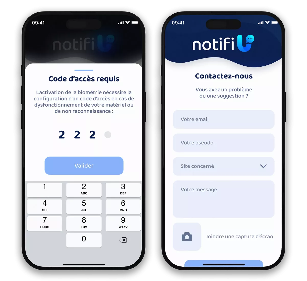 Création des écrans de paramètres et de support d'une application mobile UX UI réalisée par un graphiste freelance à Paris en Île-de-France