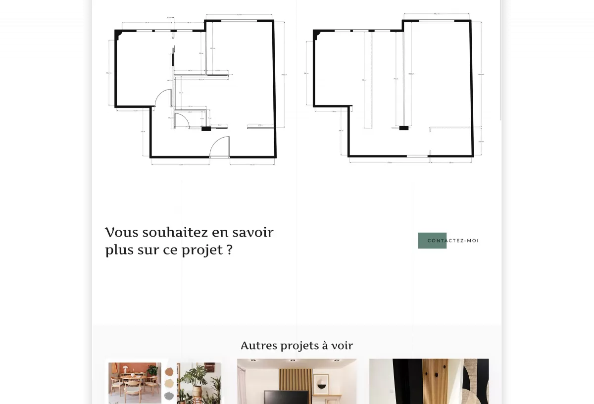 Page projet responsive de décoration d’intérieur créée par un webdesigner freelance à Paris spécialisé en UX UI et référencement SEO en France