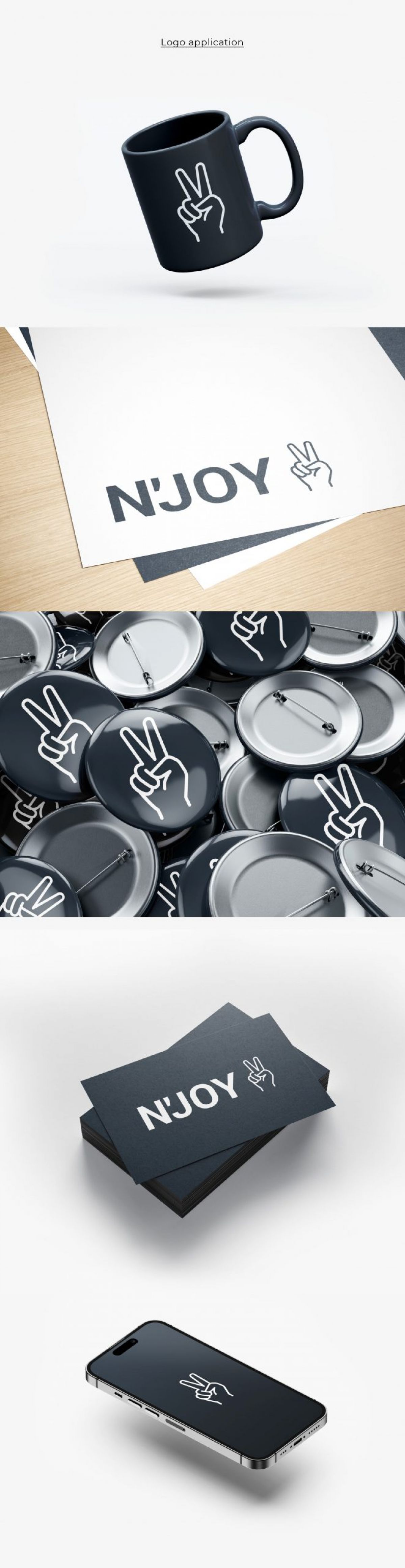 Application logo Njoy mockup mobile print goodies design branding Paris Île-de-France France