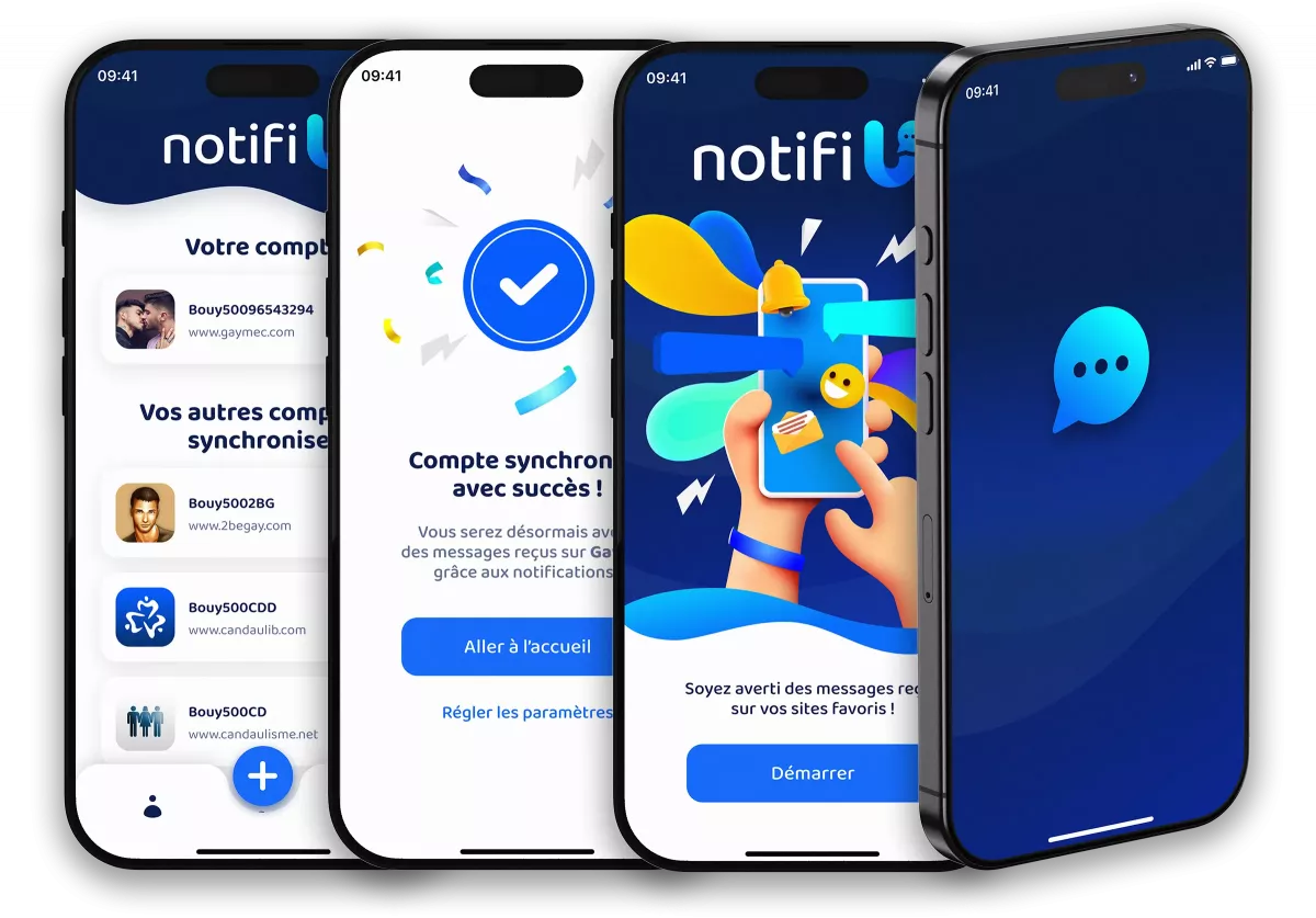 Création du logo, de l'identité visuelle, du design UX/UI et des écrans de l'application mobile Notifi U