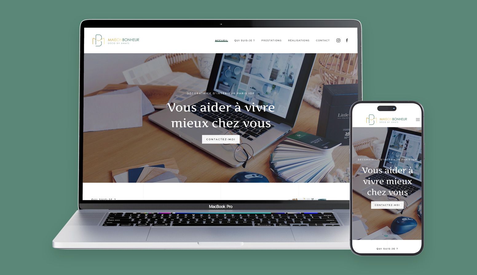 Page projet responsive de décoration d’intérieur créée par un webdesigner freelance à Paris spécialisé en UX UI et référencement SEO en France