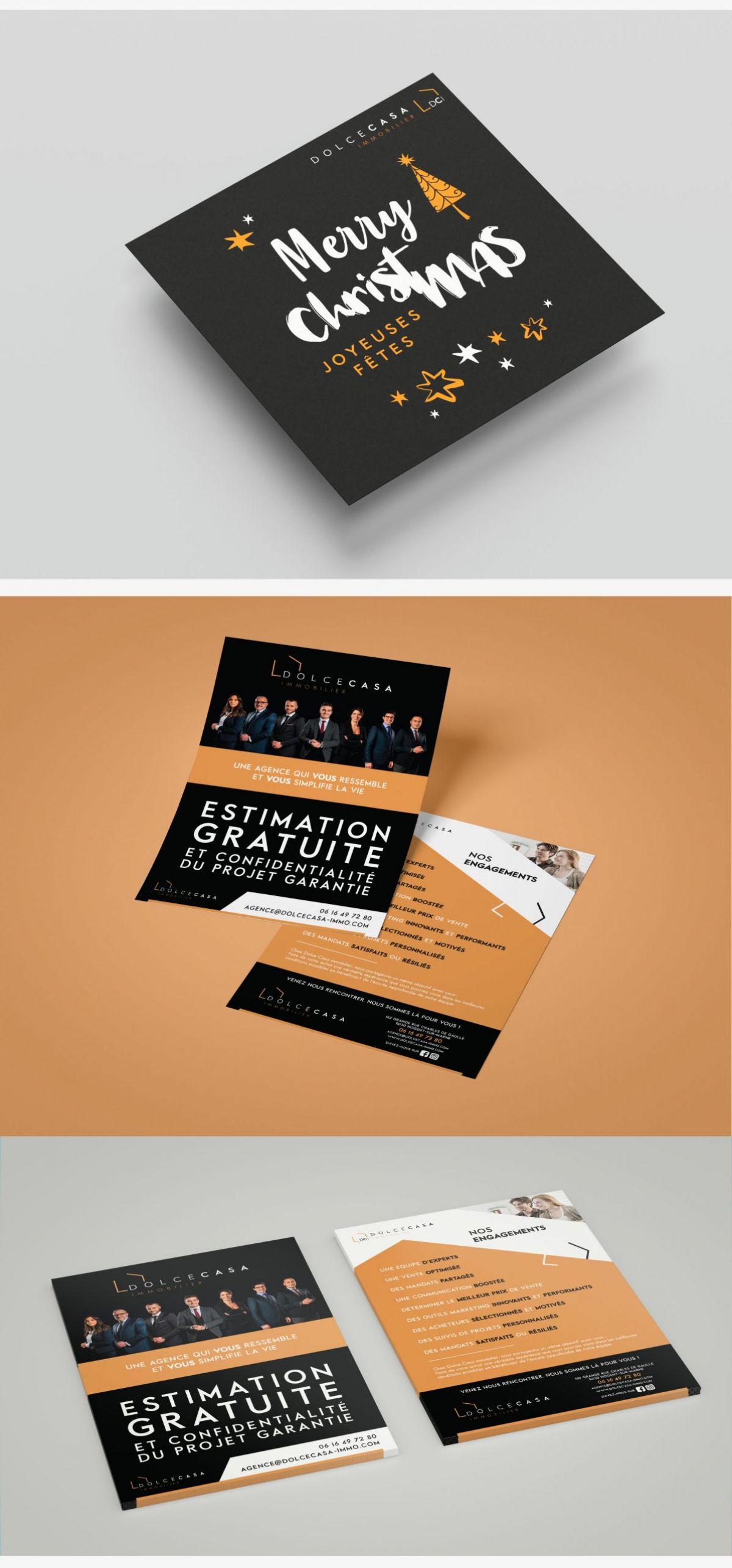 Flyer agence immobilière estimation gratuite design graphique marketing immobilier Paris Île-de-France France