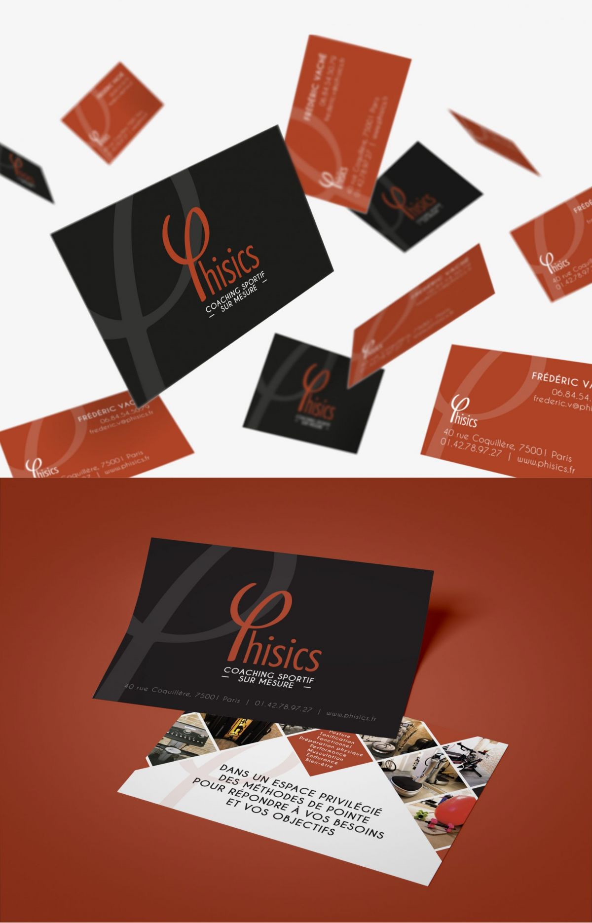 Cartes de visite sport luxe Paris identité visuelle coaching sportif communication print Île-de-France France