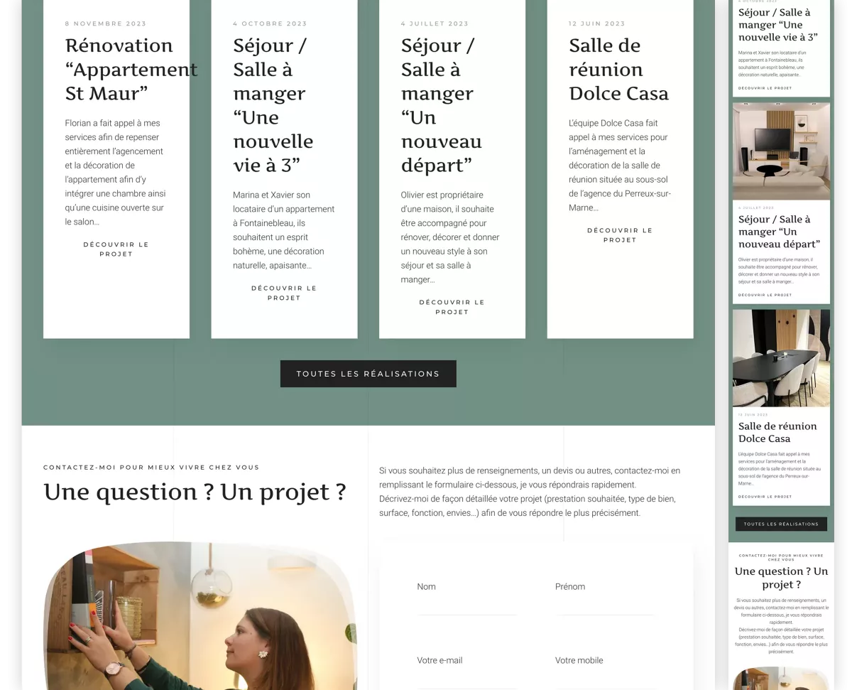 Vue complète du site internet responsive Maison Bonheur créée par un webdesigner freelance à Paris spécialisé en UX UI et SEO
