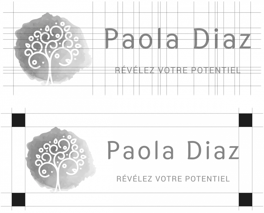 Construction logo grille design identité visuelle hypnothérapeute Paris graphiste freelance Ile-de-France France