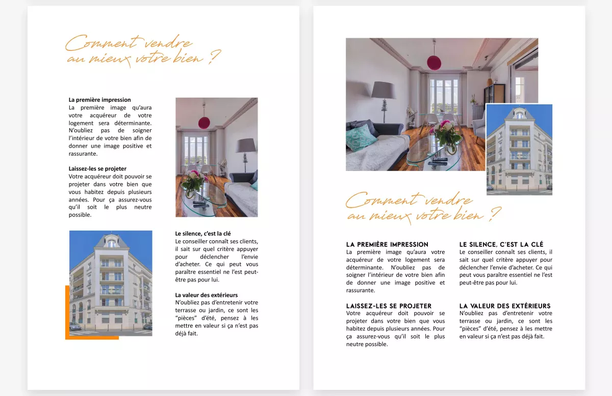 Template dossier estimation agence immobilière design graphique Paris Ile-de-France France