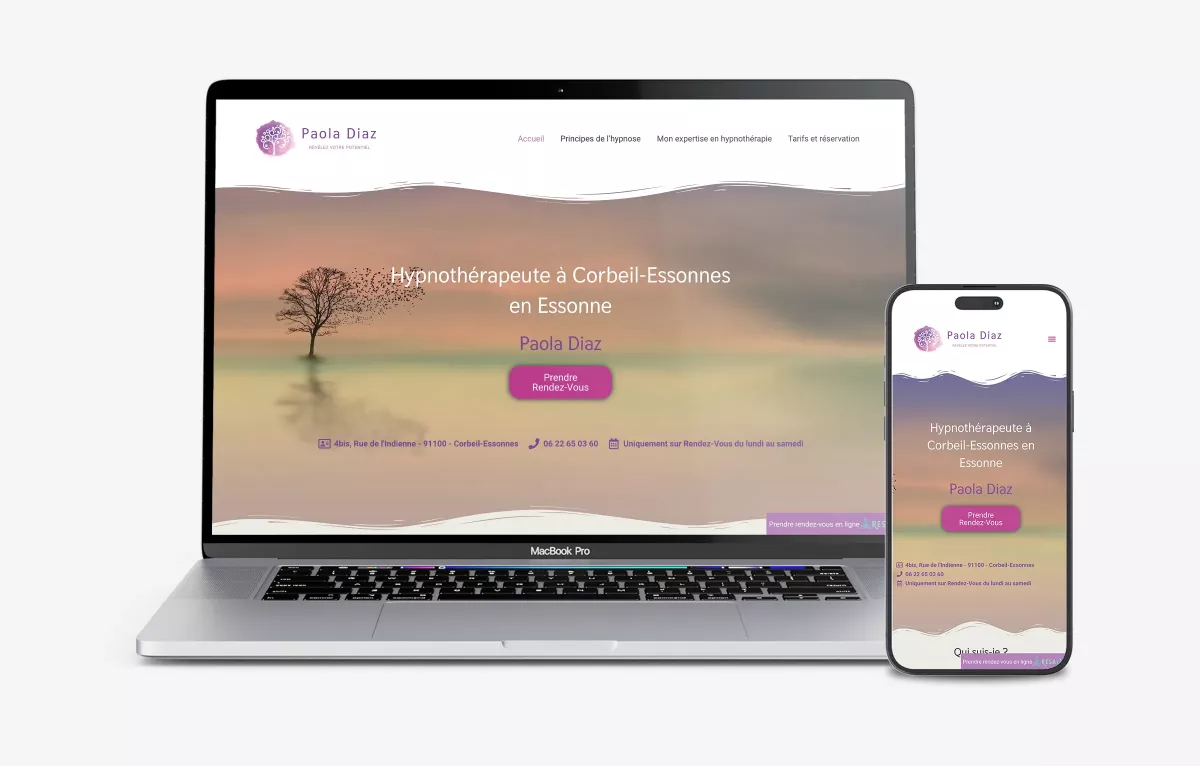 Site web hypnothérapeute design responsive identité visuelle Paola Diaz graphiste freelance Paris France