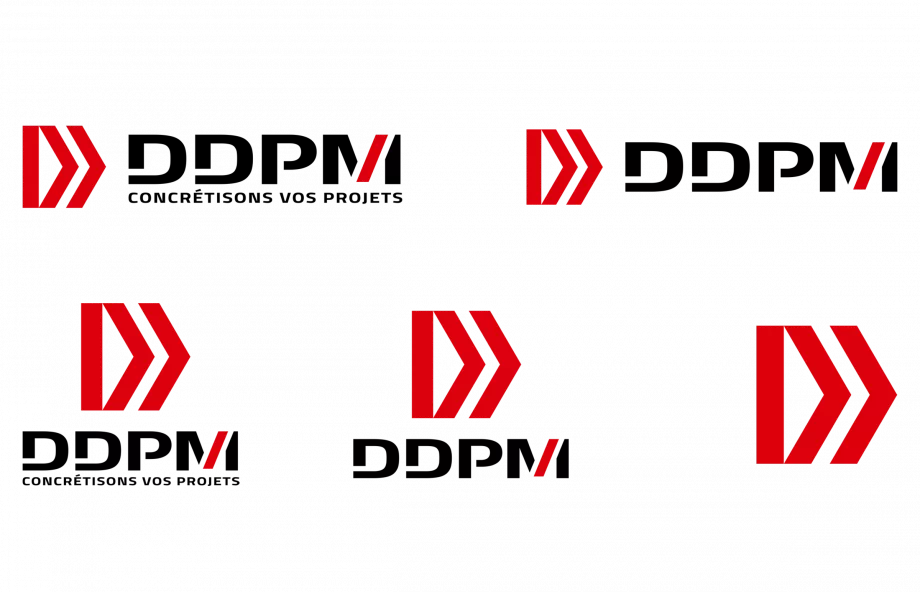 Déclinaisons du logo DDPM réalisées par un graphiste freelance à Paris pour une identité visuelle professionnelle et polyvalente