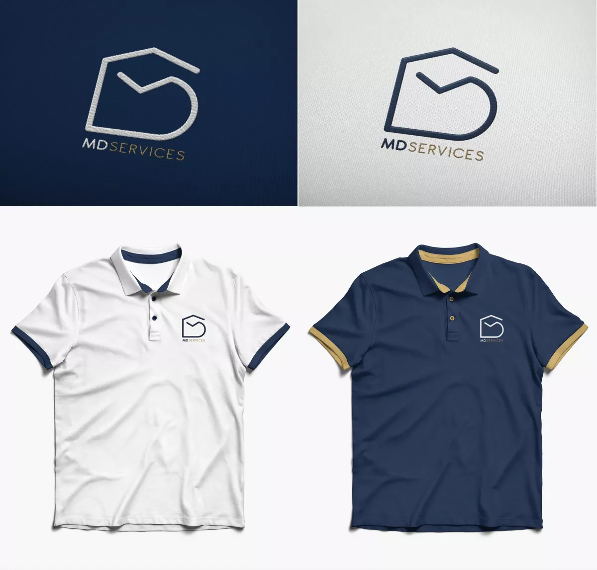 Logo d’entreprise de rénovation appliqué sur textile professionnel et vêtements de travail conçus par un graphiste freelance à Paris