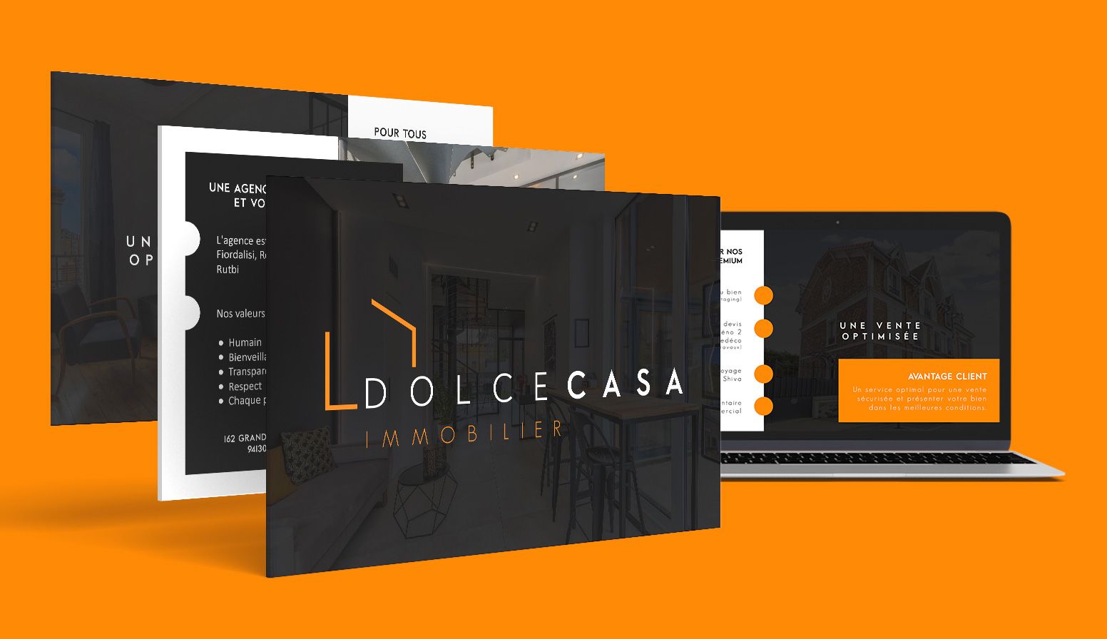 Template PowerPoint immobilier Dolce Casa Immobilier présentation commerciale design Paris graphiste freelance Ile-de-France France