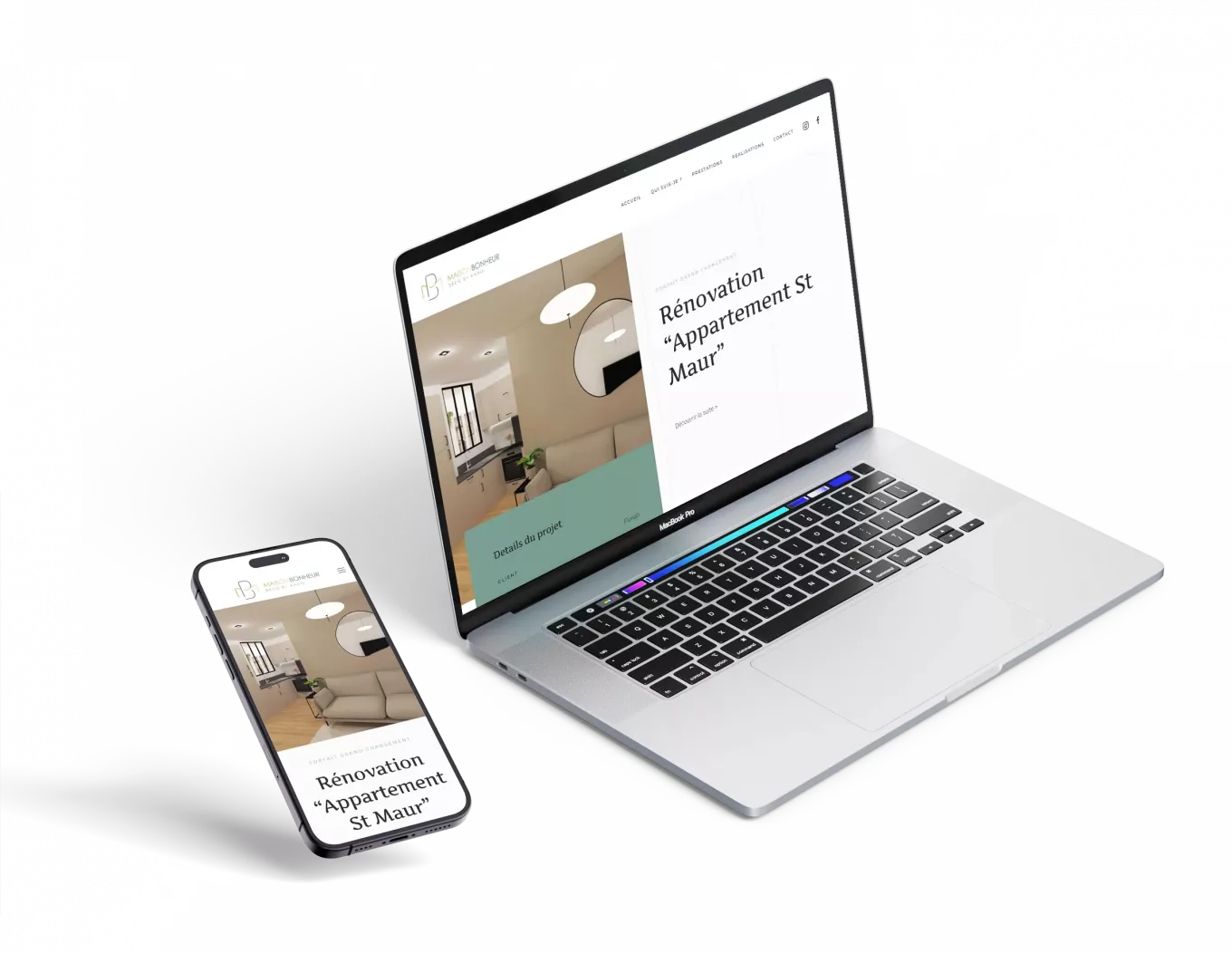 Création de site internet responsive pour décoratrice d’intérieur à Paris par un webdesigner freelance spécialisé en design UI UX en France