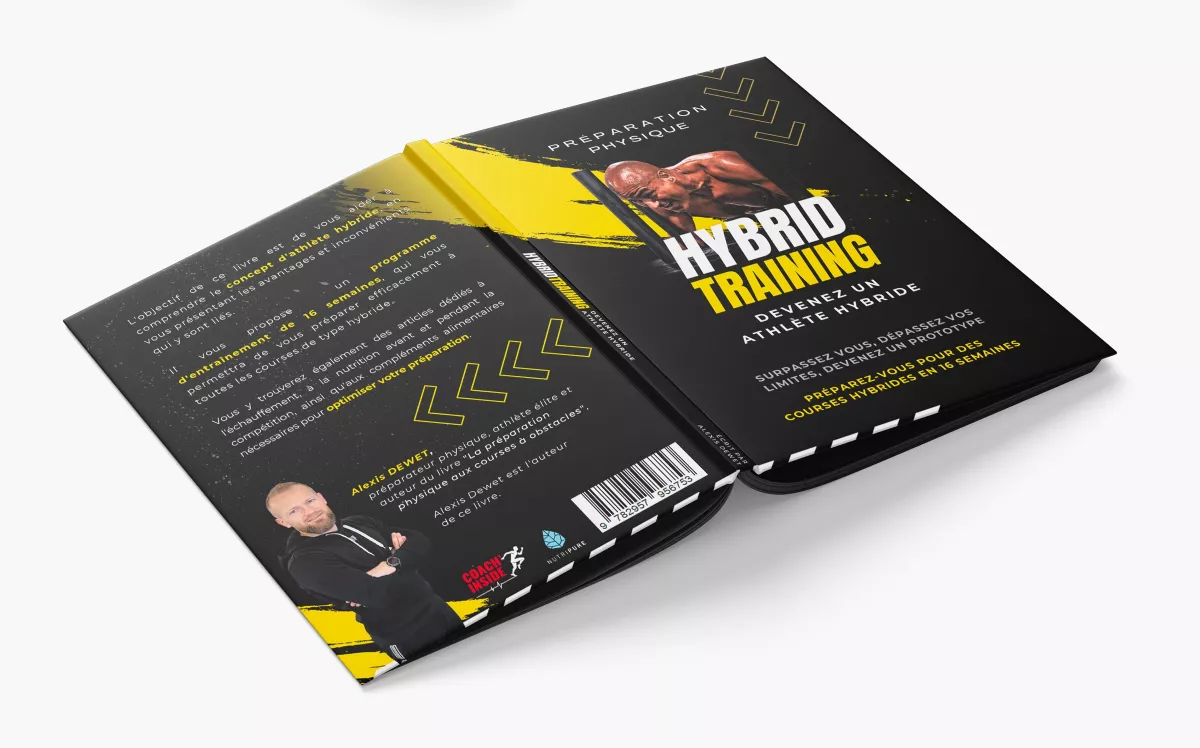 Livre Hybrid Training conçu par un graphiste freelance à Paris, création d’identité visuelle, direction artistique et mise en page éditoriale professionnelle en France