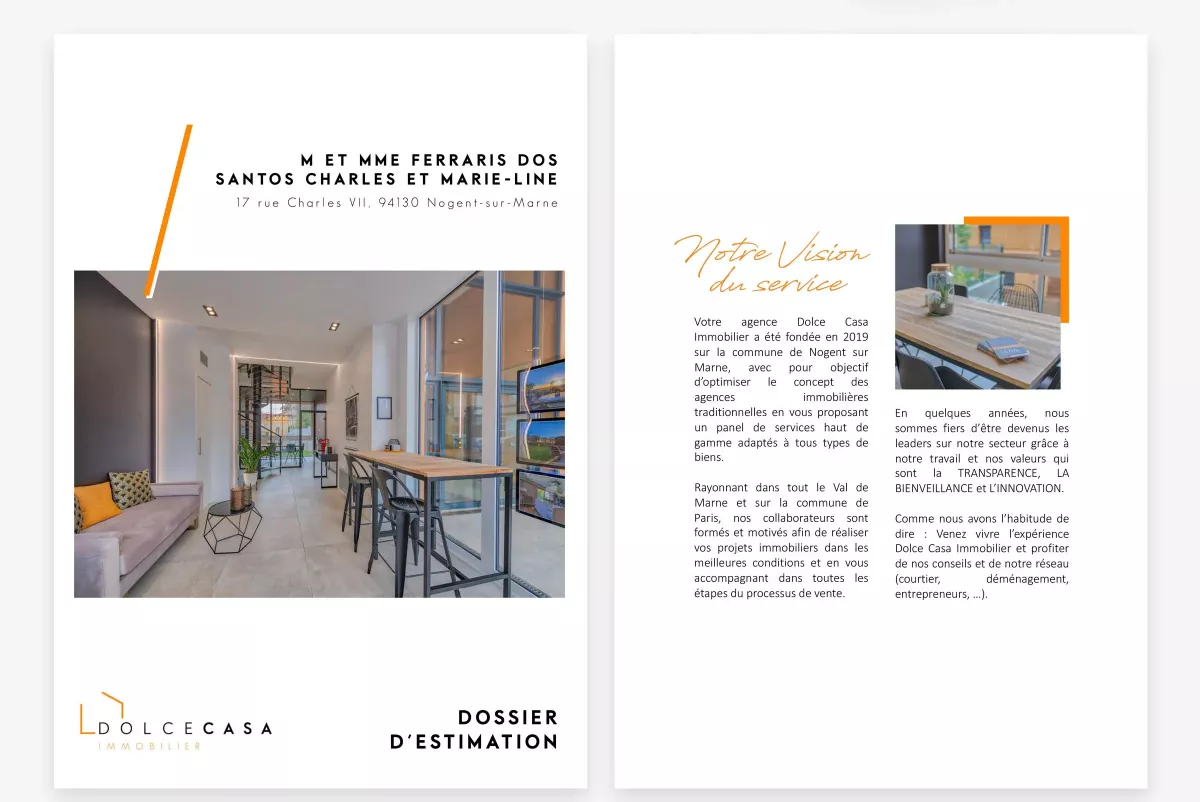 Template dossier estimation agence immobilière design graphique Paris Ile-de-France France