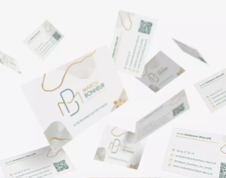 Logo décoratrice intérieur sur tote bag Maison Bonheur Anaïs Paris graphiste freelance Ile-de-France France