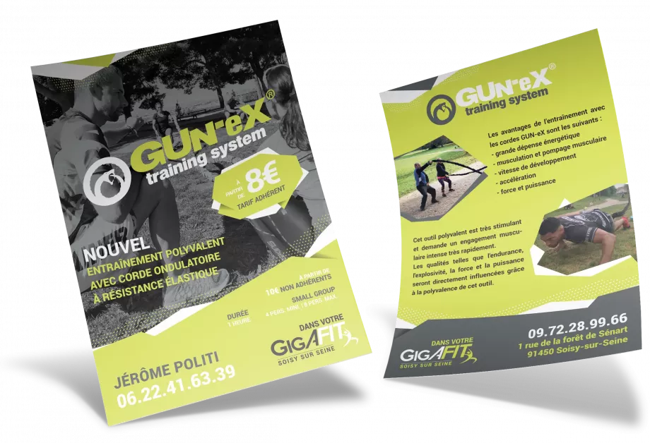 Flyer recto verso coach sportif explication méthode entrainement corde elastique Paris Ile-de-France France