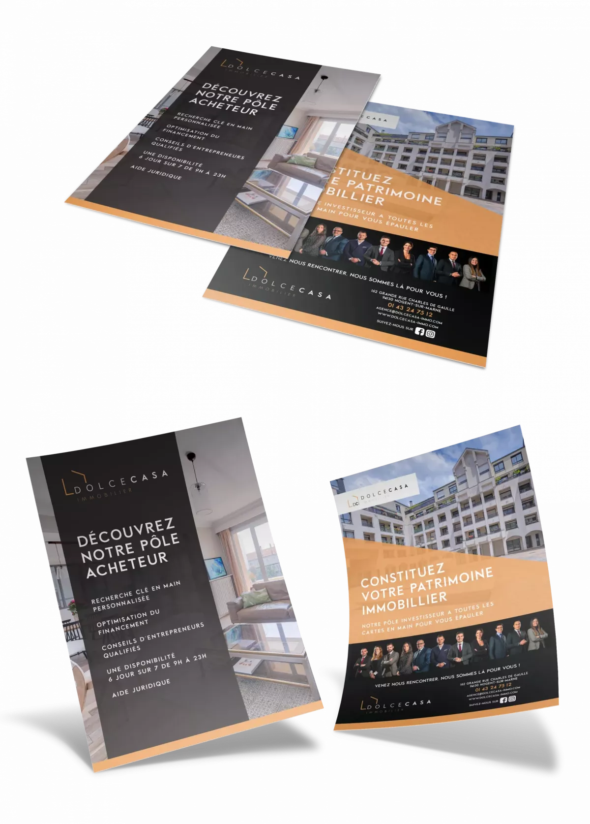 Flyer immobilier investissement Nogent-sur-Marne Dolce Casa design print agence graphiste Paris Ile-de-France