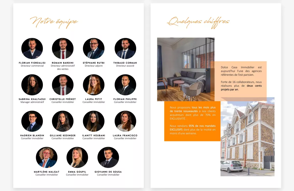 Template dossier estimation agence immobilière design graphique Paris Ile-de-France France