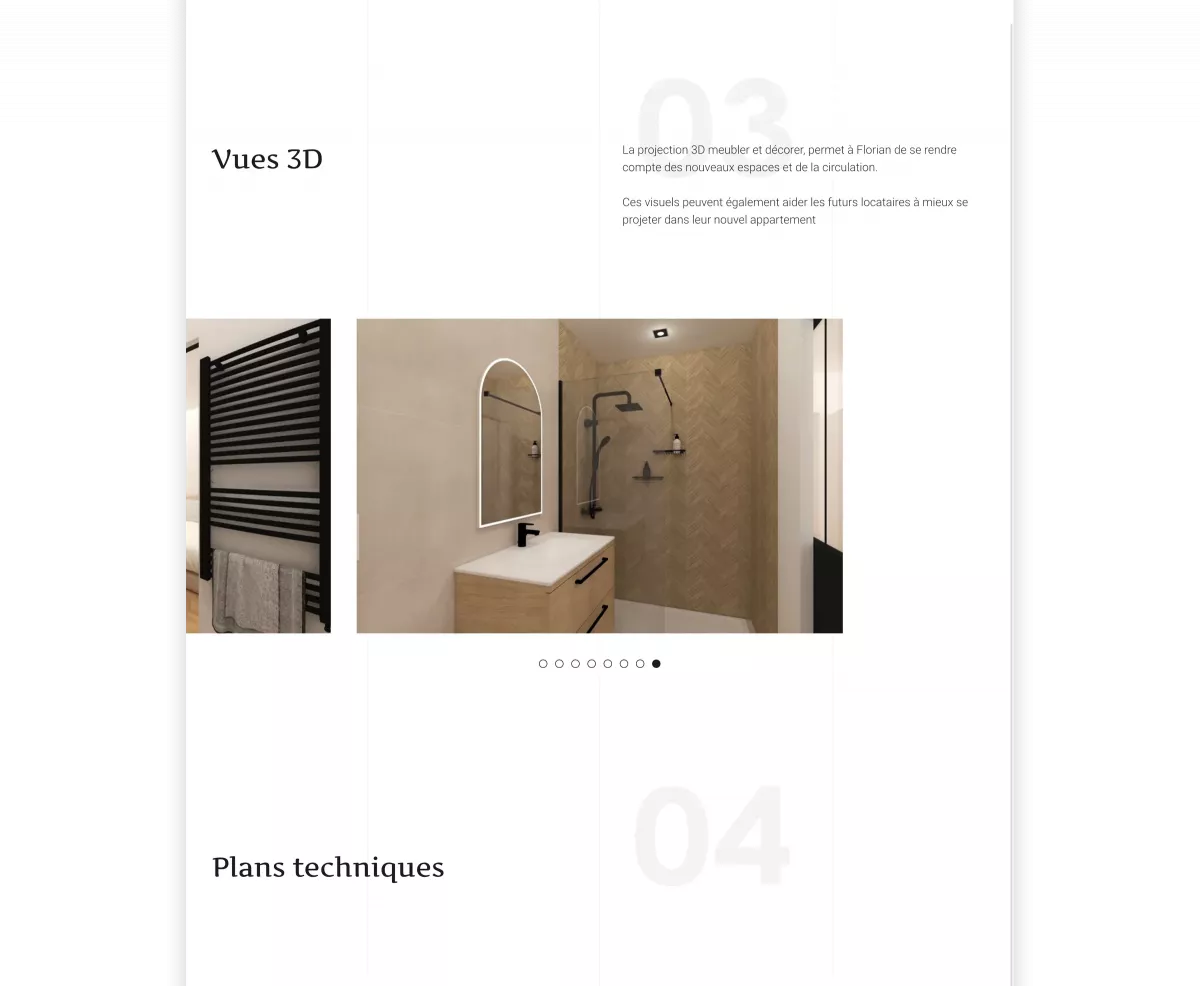 Page projet responsive de décoration d’intérieur créée par un webdesigner freelance à Paris spécialisé en UX UI et référencement SEO en France
