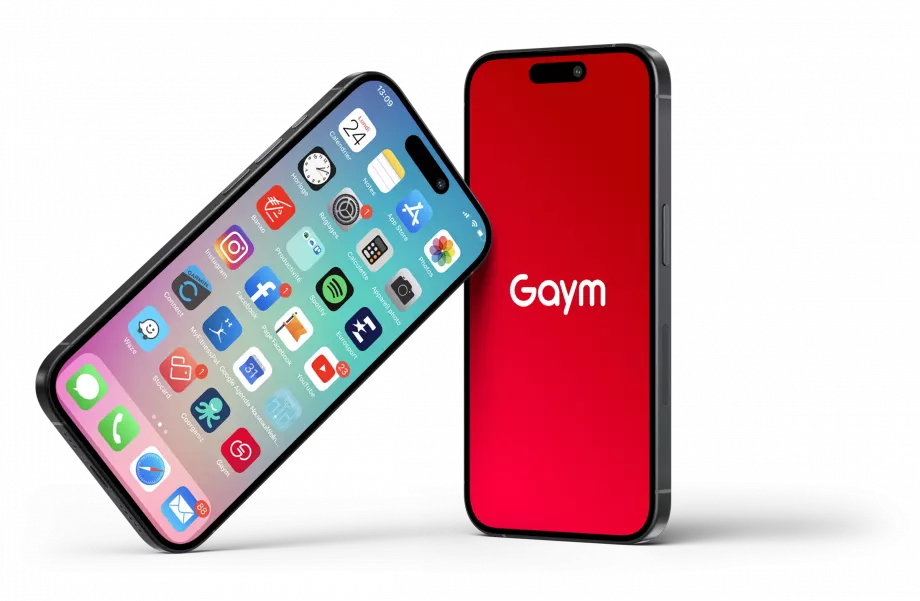 Logo Gaym intégré sur application mobile iPhone réalisé par un graphiste freelance à Paris spécialisé en design d’application mobile et branding