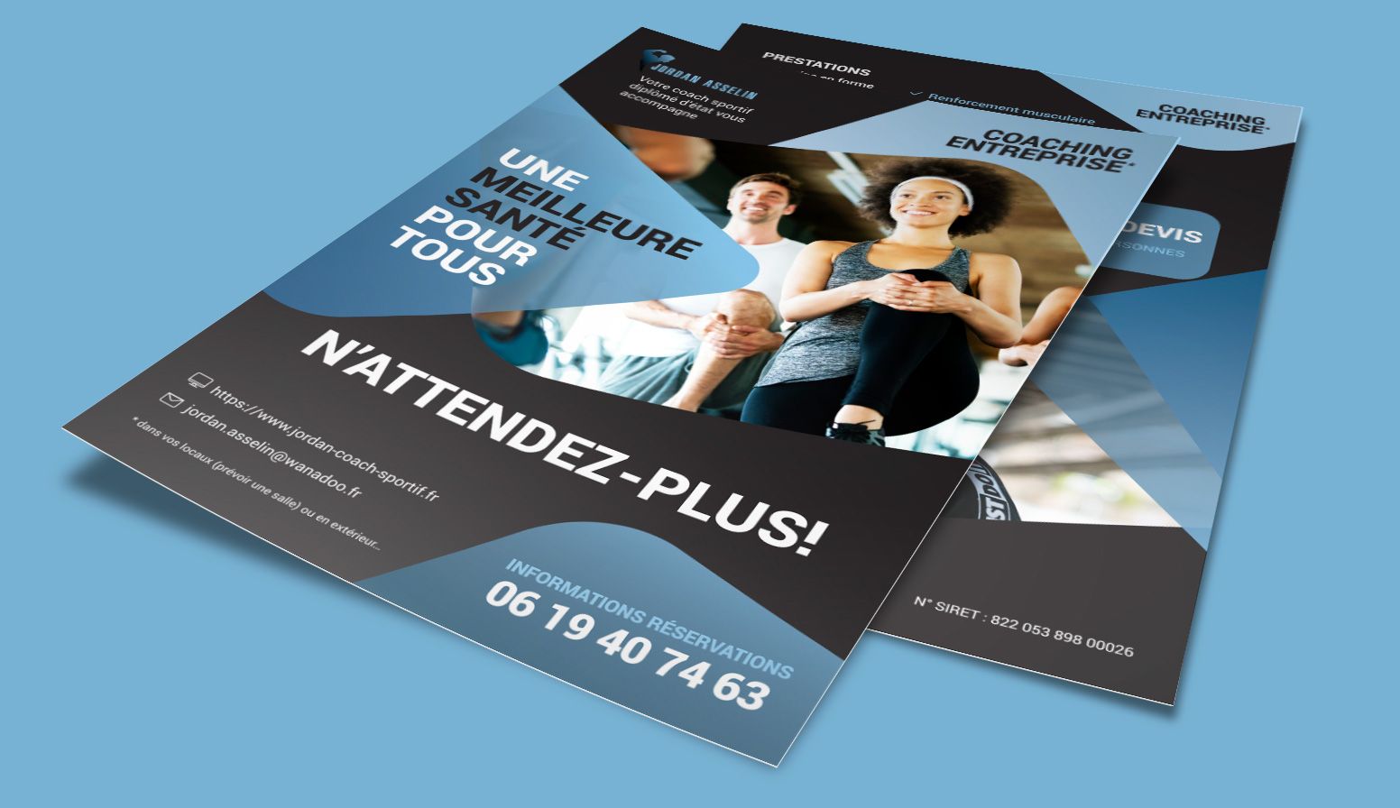 Flyer coach sportif design graphique Jordan Asselin communication print Paris Ile-de-France France