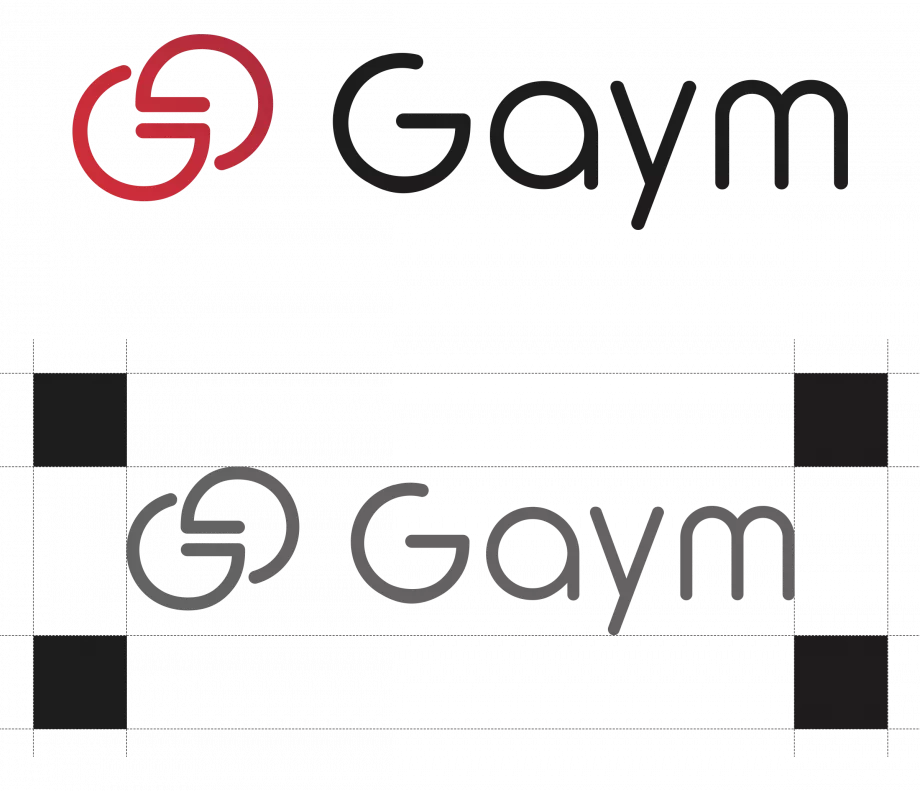 Construction du logo Gaym réalisée par un designer graphique freelance à Paris spécialisé en création d’identité visuelle et logo professionnel