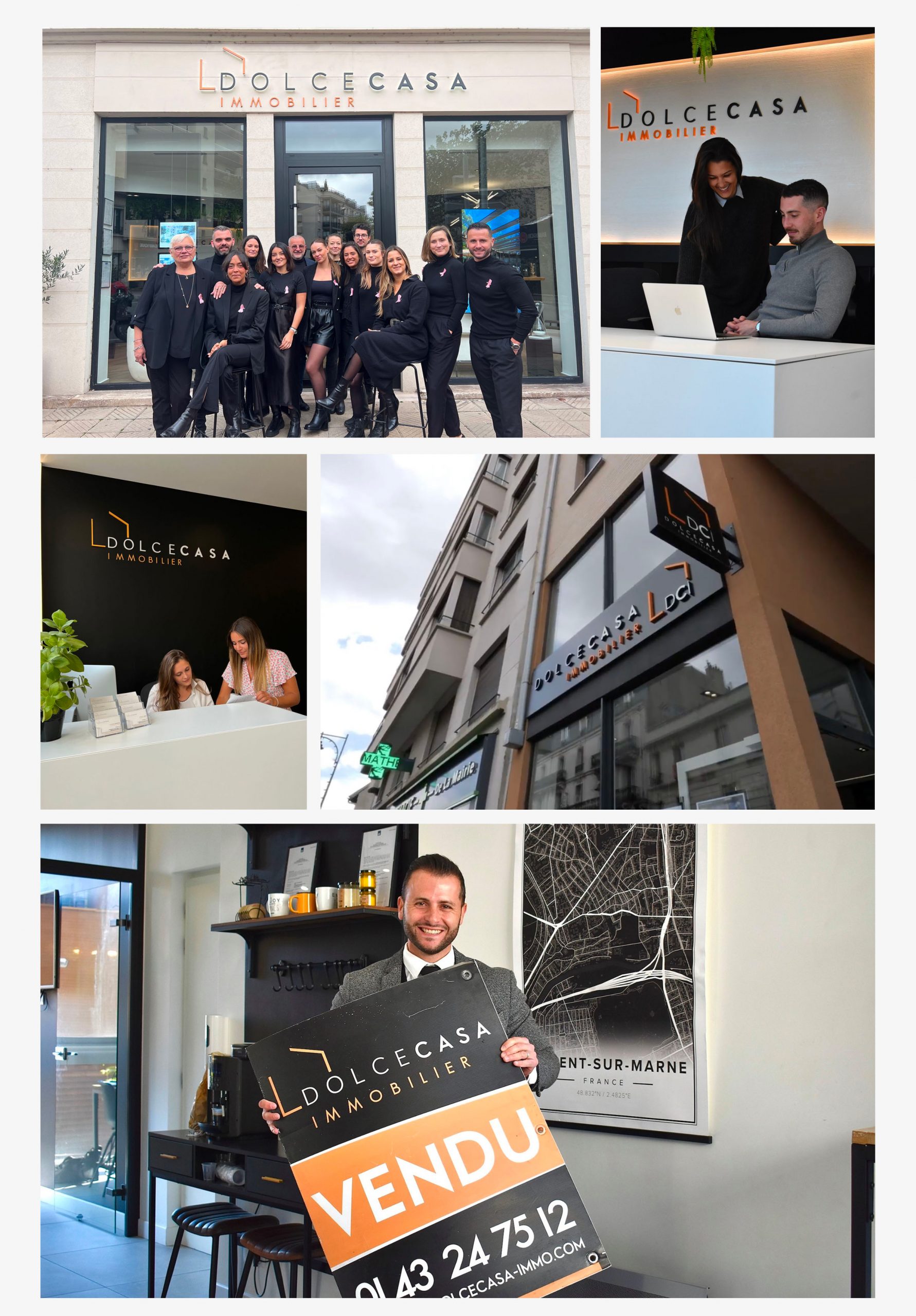 Agence immobilière Dolce Casa enseigne branding façade design graphique Paris Île-de-France France